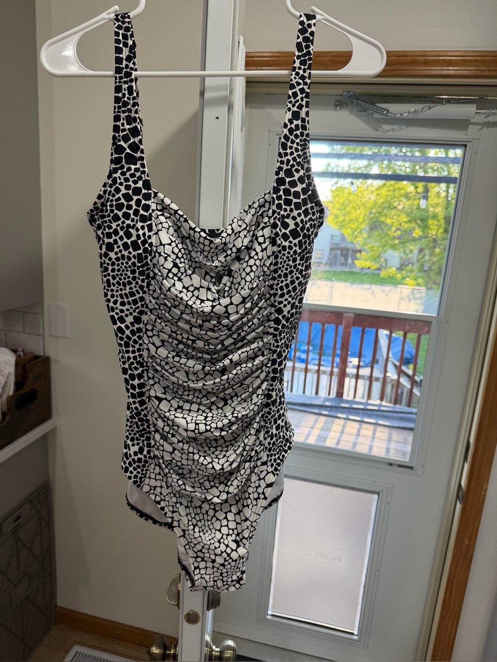 Calvin Klein Black & White Patterned One-Piece Swimsuit